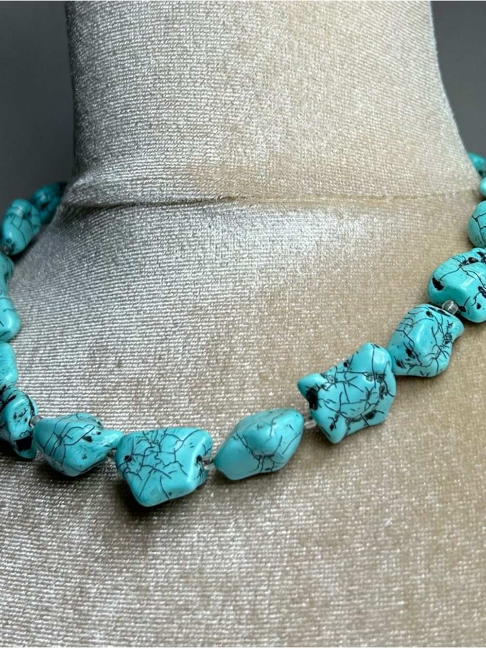 Blue odd shape bead Necklace